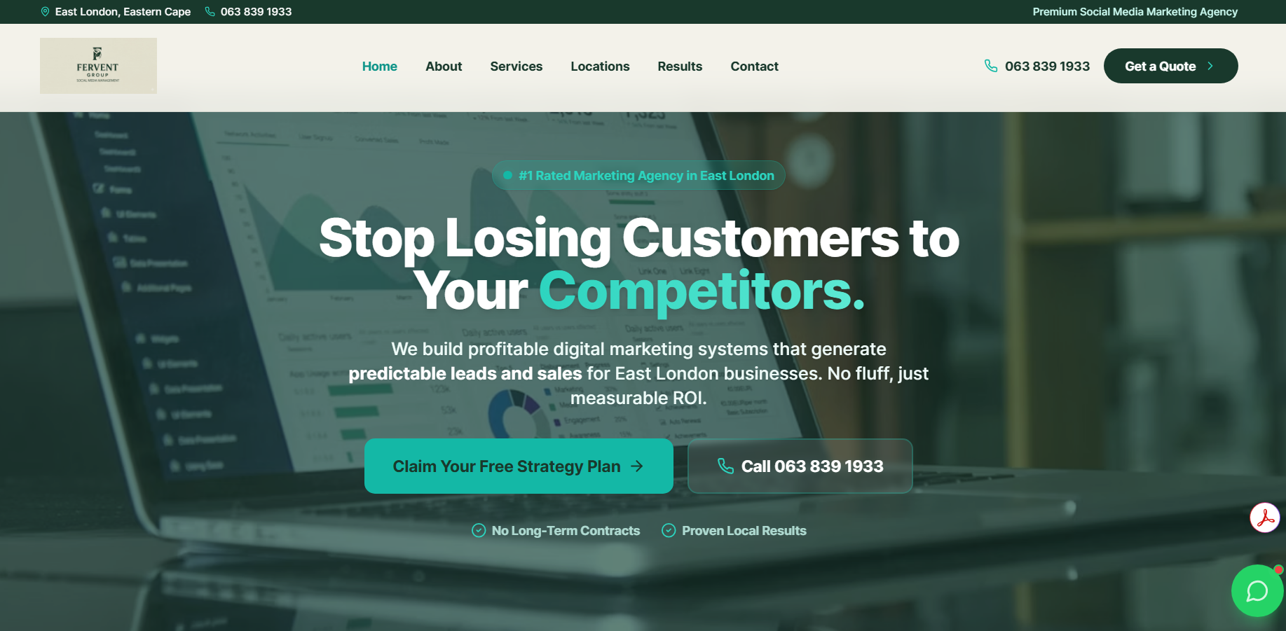 Fervent Group — marketing and lead generation website homepage
