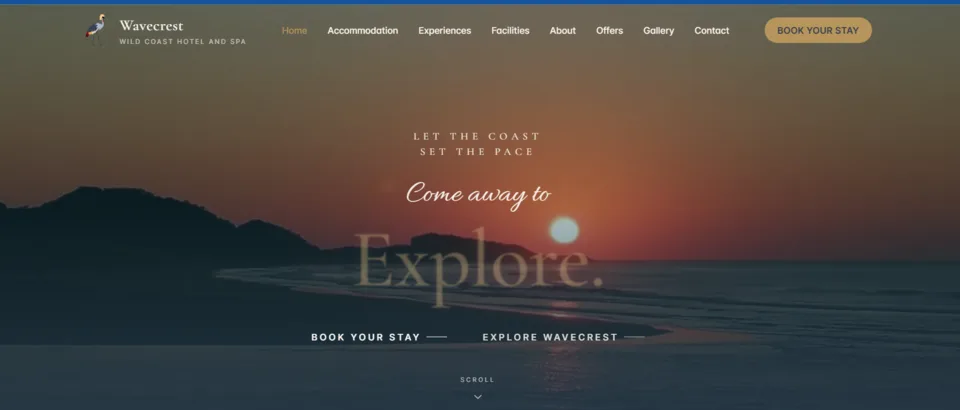 Wavecrest — earlier website edition, explore section